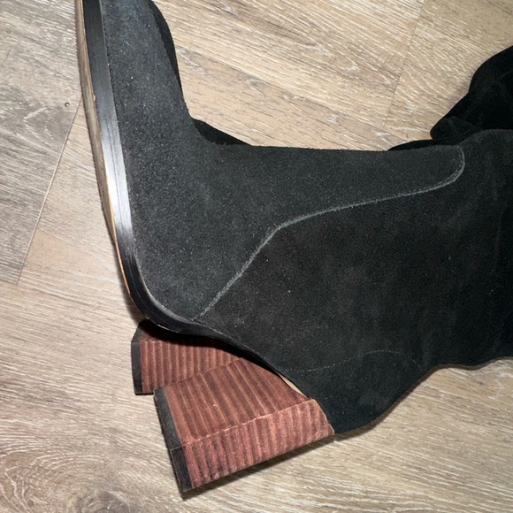 Splendid Womens Boots Solid Black Size 6 Suede Block Heel Knee High - Picture 7 of 14